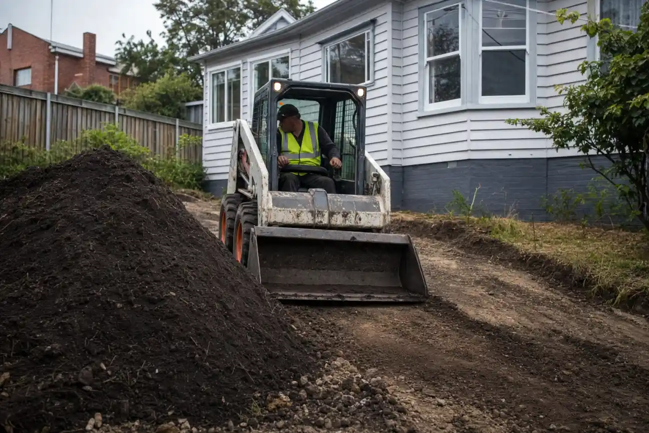 Driveway Excavation work in progress in Launceston Tasmania